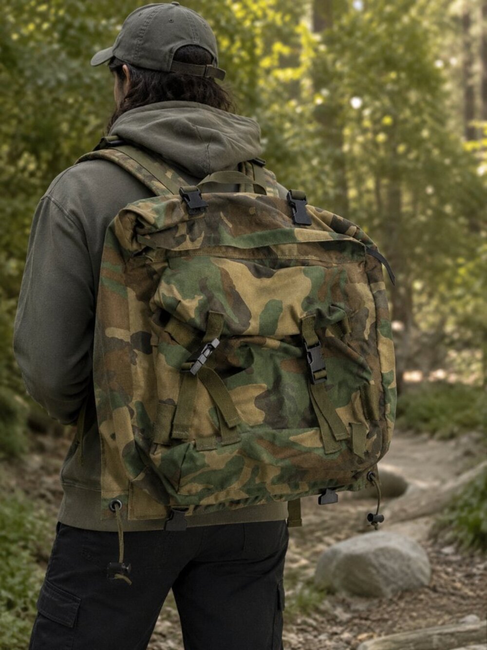US Army Woodland Camo Patrol Combat Pack DJ Manufacturing Military Backpack